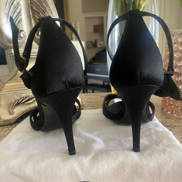 Elman Venezia Black Satin Orchid Evening Stiletto - Picture 7 of 14